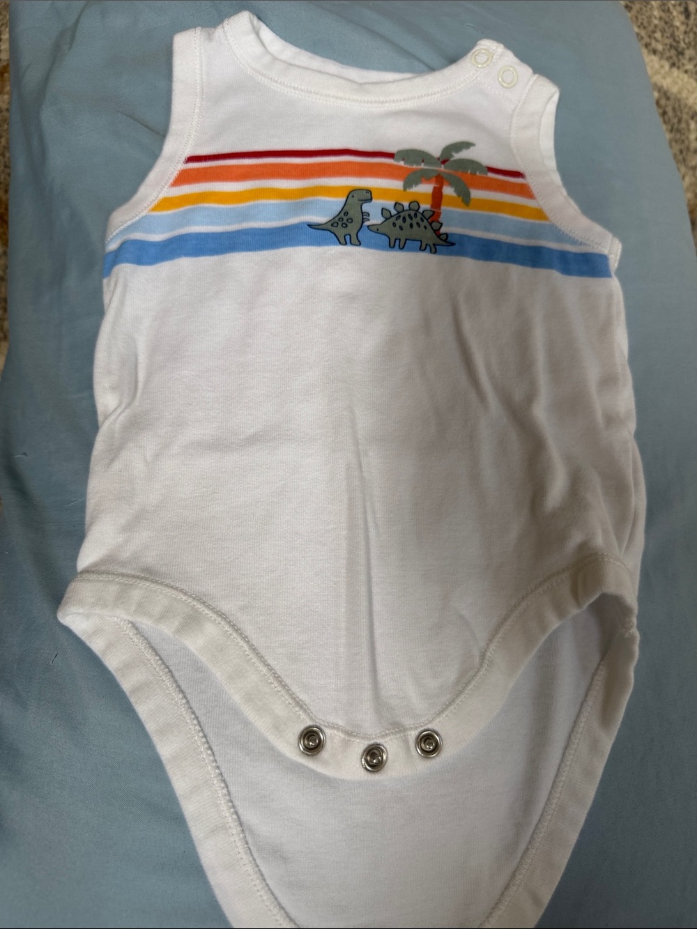wonder nation White Sleeveless Bodysuit with Red Orange Yellow and Blue Stripes